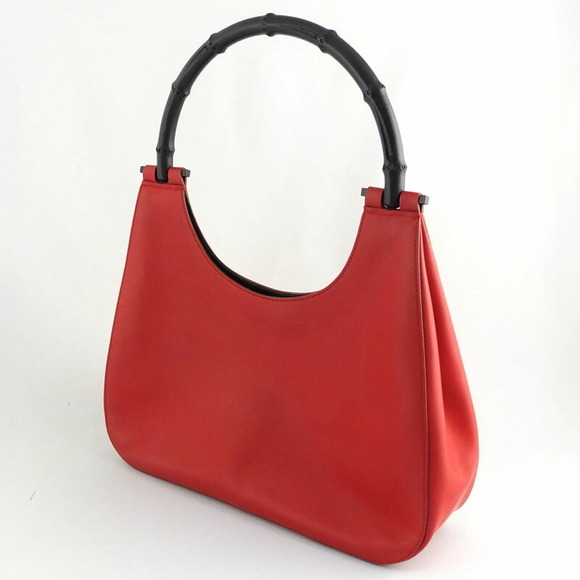 Gucci Bamboo Shoulder Bag Red Black - Picture 2 of 10